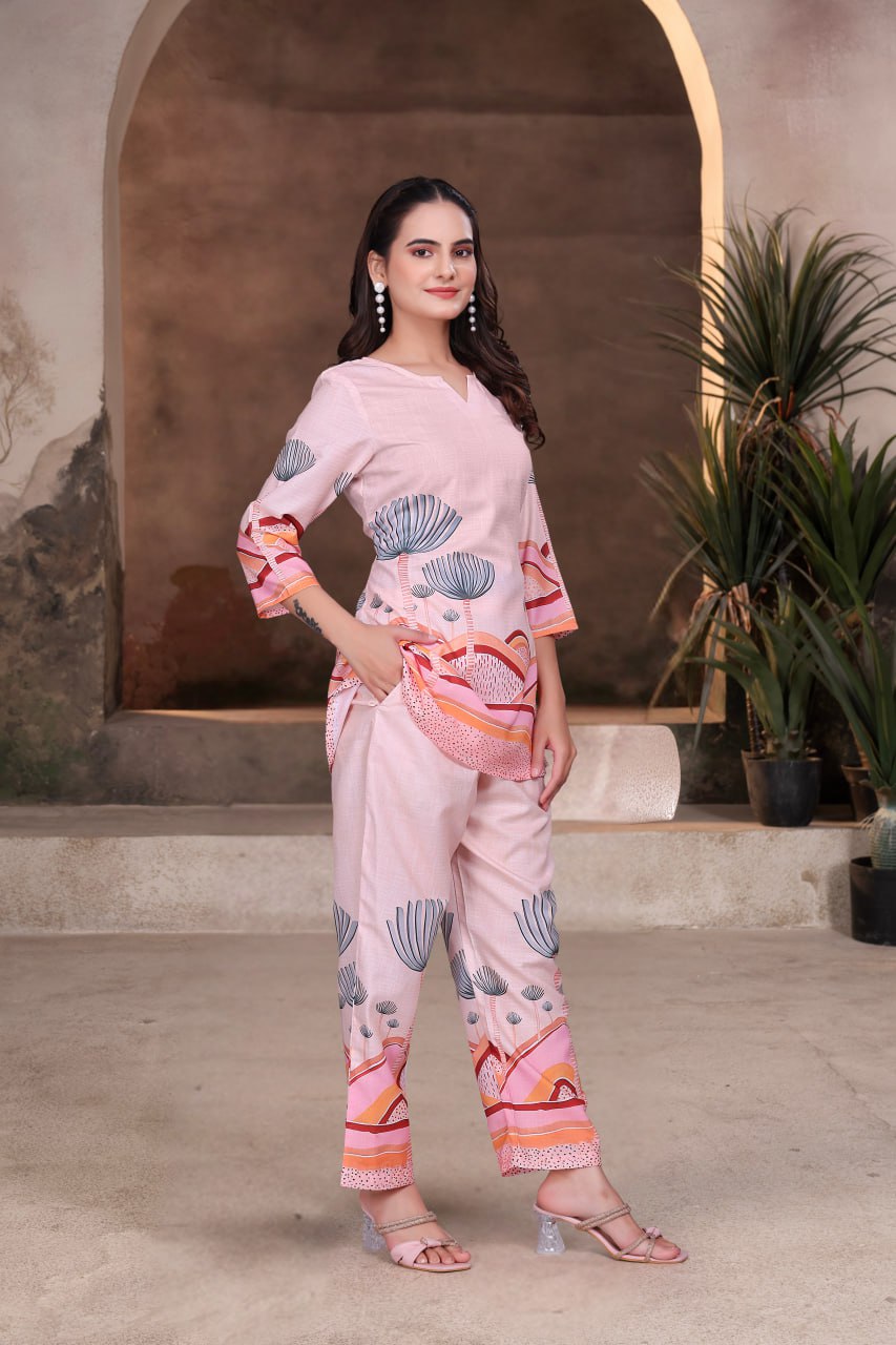 Digital Printed Magic Slub Co-Ord Set for Women
