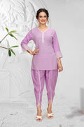 Schiffli Viscose Rayon Co-Ord Set with V Neck