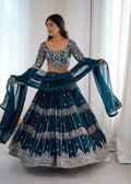 Women's Faux Georgette Thread Embroidered Lehenga Choli Set with Dupatta