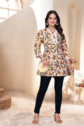 Printed Magic Cotton Short Kurti with V Neck