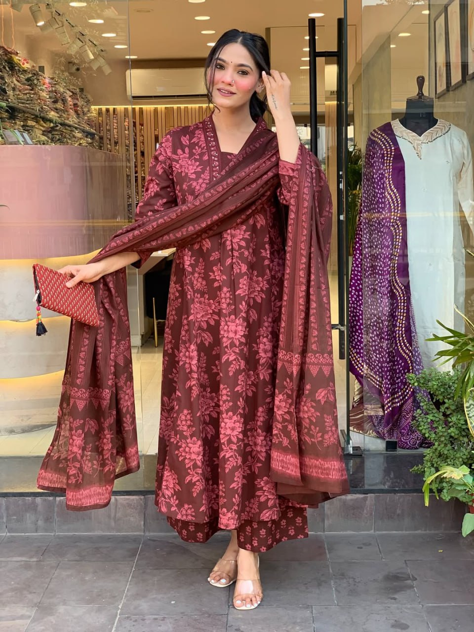 Women's Rayon Straight Kurta Set with Pant and Chanderi Silk Dupatta