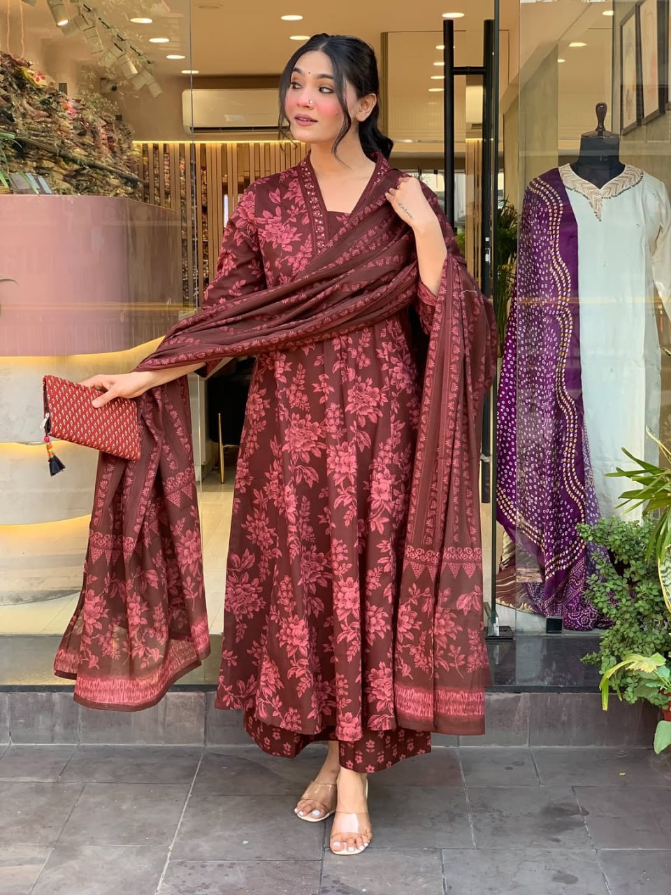 Women's Rayon Straight Kurta Set with Pant and Chanderi Silk Dupatta