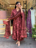 Women's Rayon Straight Kurta Set with Pant and Chanderi Silk Dupatta