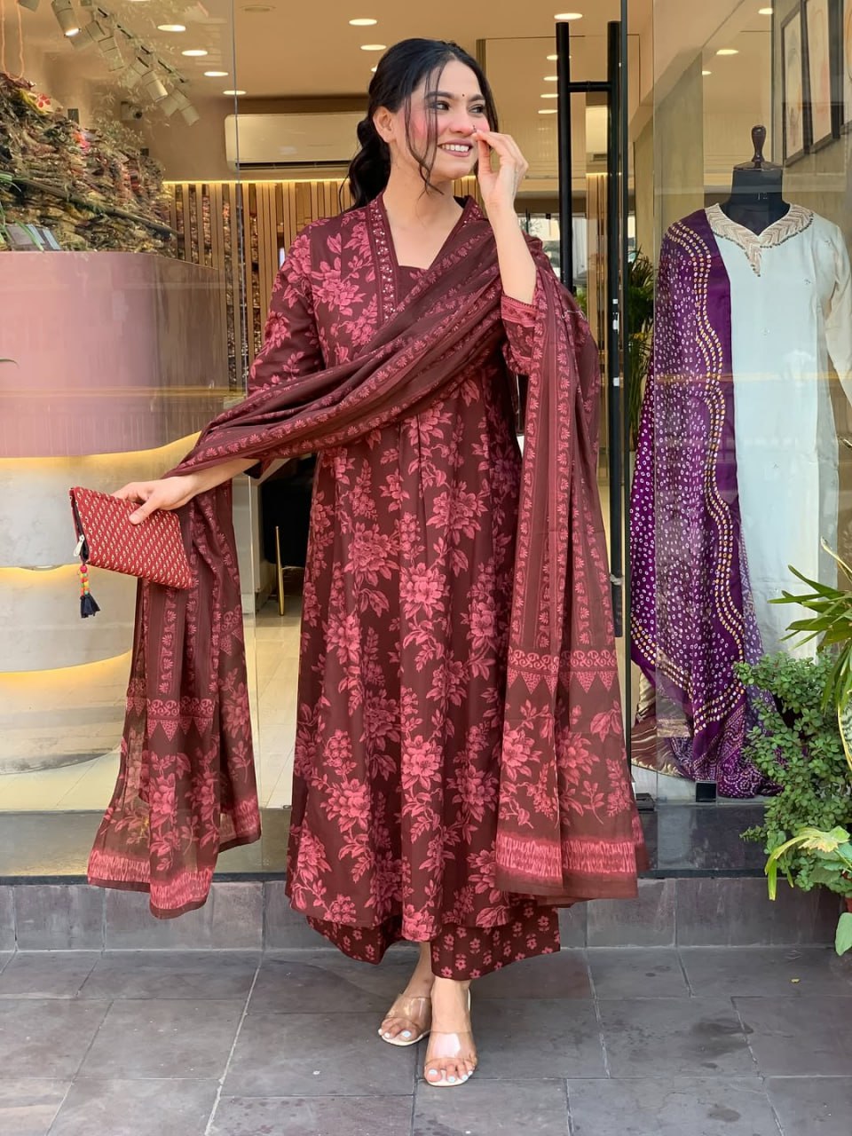 Women's Rayon Straight Kurta Set with Pant and Chanderi Silk Dupatta