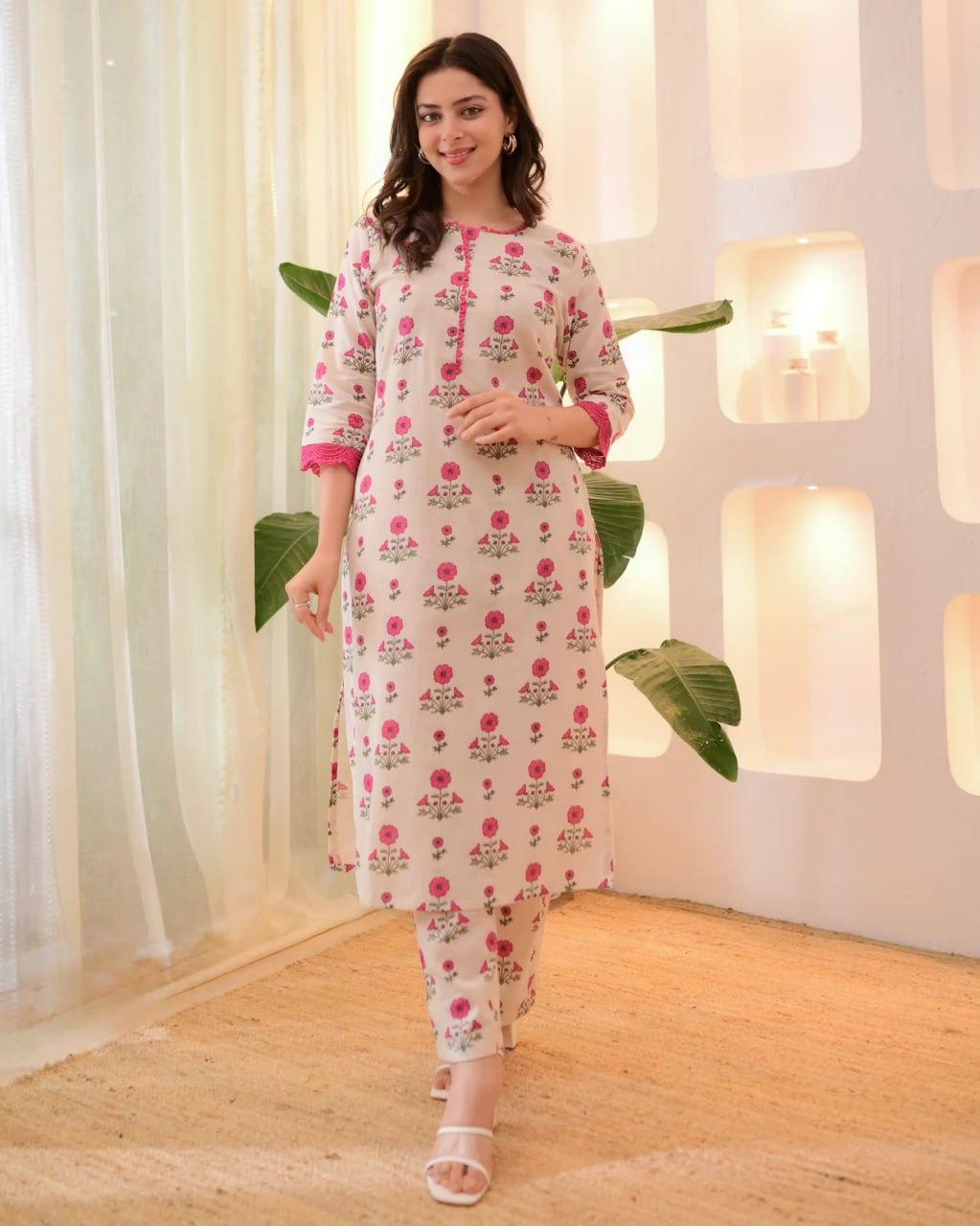 Printed Rayon 16kg Straight Kurta with Pant Set