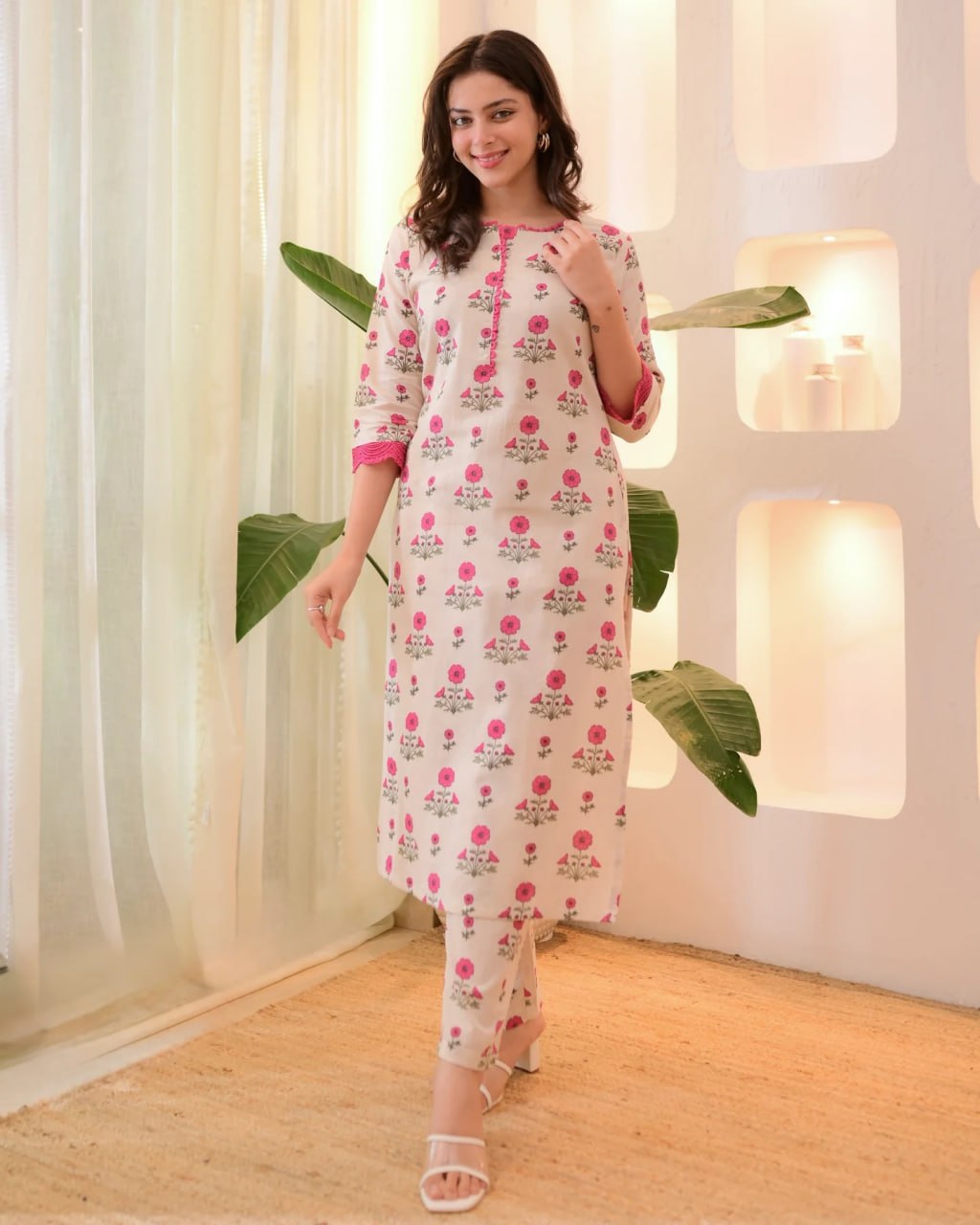 Printed Rayon 16kg Straight Kurta with Pant Set