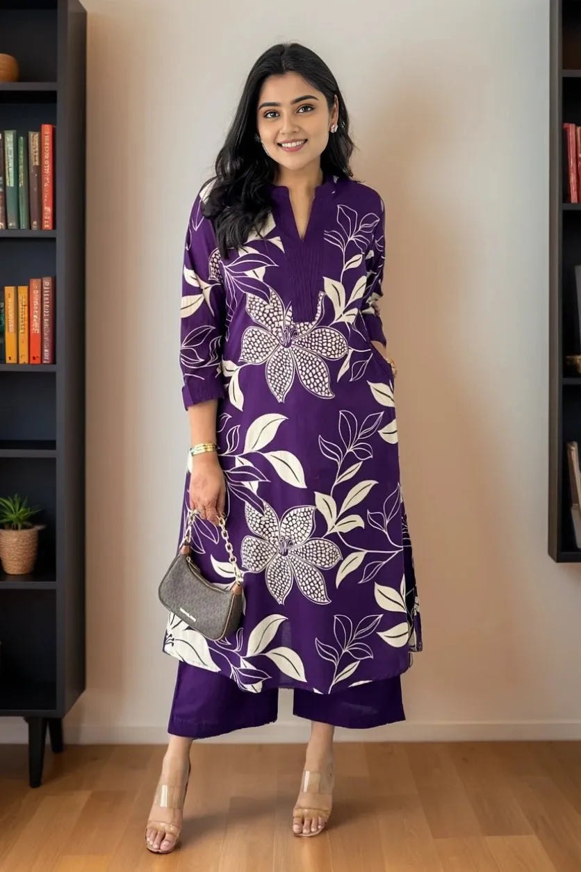 Women's Printed Viscose Rayon Kurta Pant Set – Fully Stitched Casual Ethnic Wear