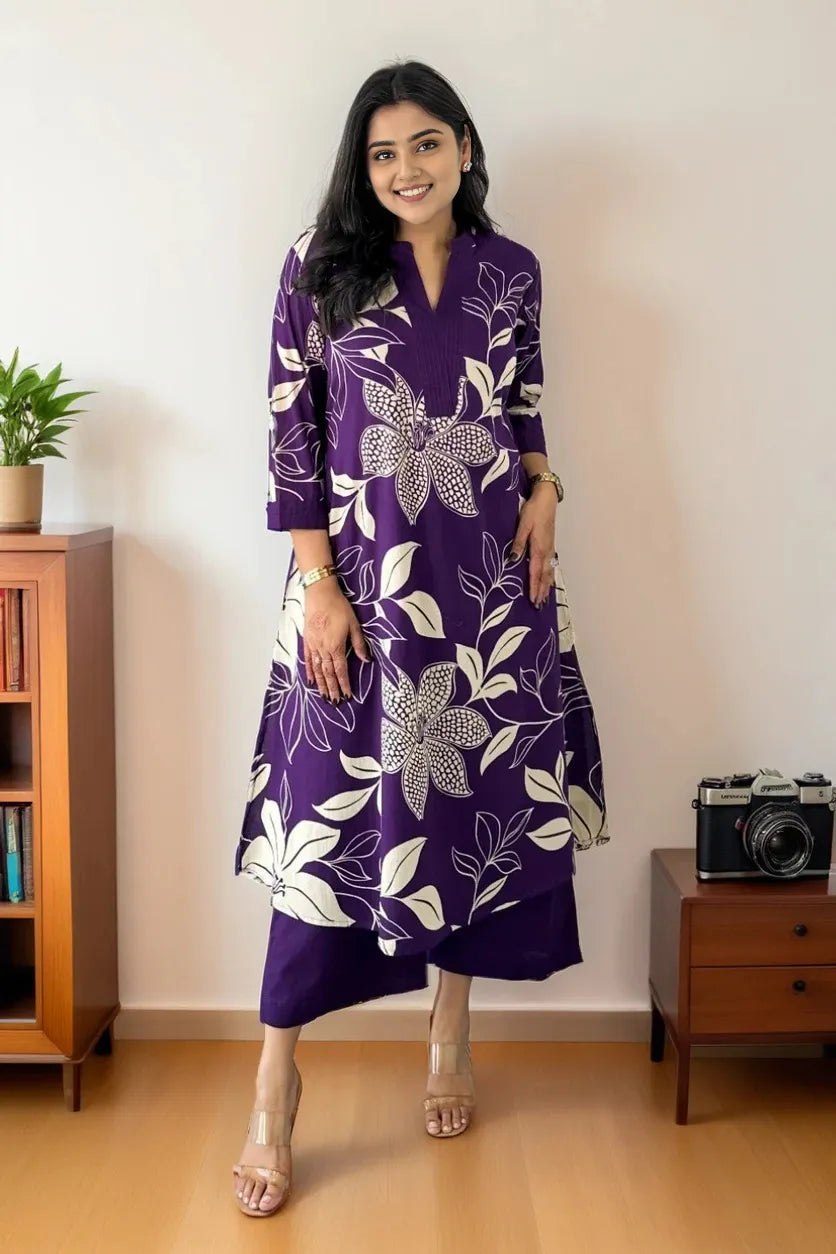 Women's Printed Viscose Rayon Kurta Pant Set – Fully Stitched Casual Ethnic Wear