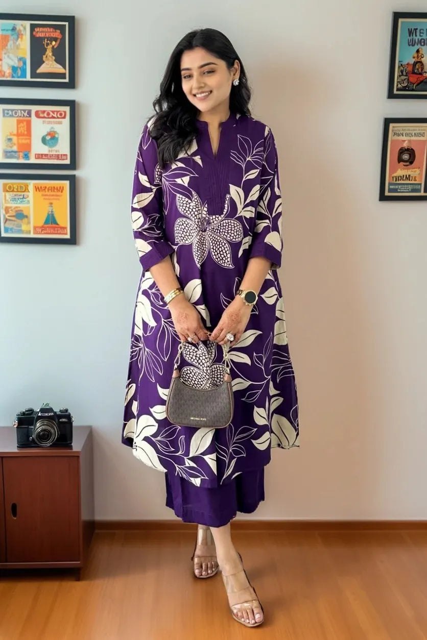Women's Printed Viscose Rayon Kurta Pant Set – Fully Stitched Casual Ethnic Wear