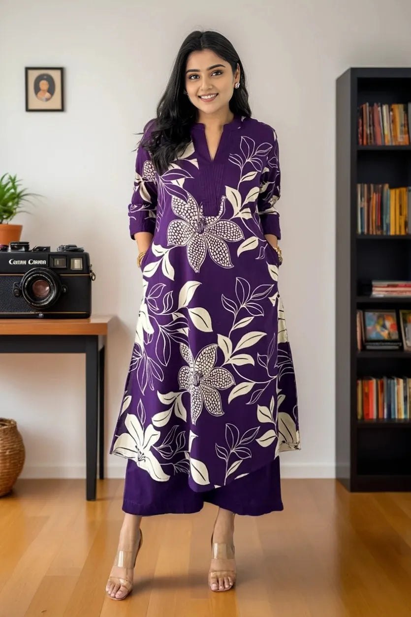 Women's Printed Viscose Rayon Kurta Pant Set – Fully Stitched Casual Ethnic Wear