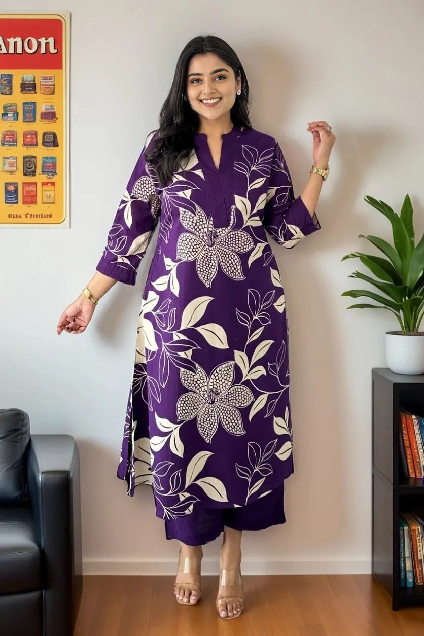 Women's Printed Viscose Rayon Kurta Pant Set – Fully Stitched Casual Ethnic Wear